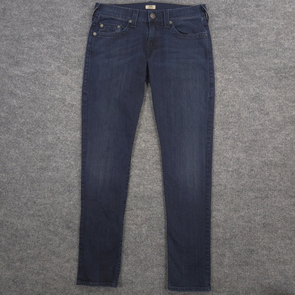 True Religion Jeans Mens 32X33 Blue Gino Relaxed Slim Stretch Dark Wash Denim